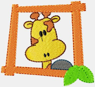 Safari animal frame embroidery design - Giraffe Zebra Hippo Panda Lion Monkey Tiger machine embroidery pattern - Instant download pes jef