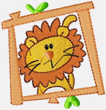 Safari animal frame embroidery design - Giraffe Zebra Hippo Panda Lion Monkey Tiger machine embroidery pattern - Instant download pes jef