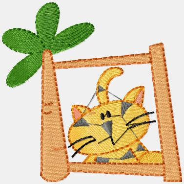 Safari animal frame embroidery design - Giraffe Zebra Hippo Panda Lion Monkey Tiger machine embroidery pattern - Instant download pes jef