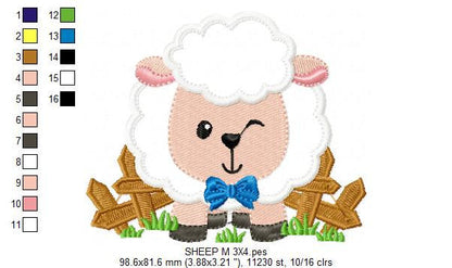 Sheep embroidery design - Lamb embroidery designs machine embroidery pattern - baby embroidery file - newborn embroidery sheep applique
