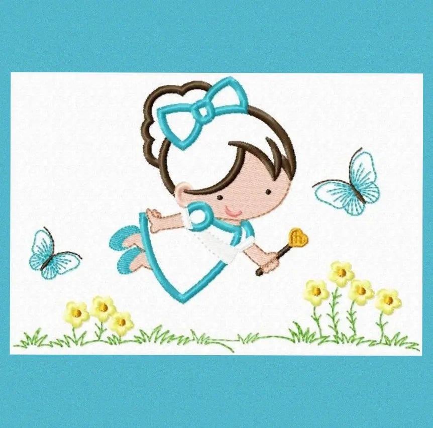 Fairy embroidery design - Fantasy magical Pixie with flowers embroidery machine pattern - Fairy godmother applique design - Instant download Marcia Embroidery
