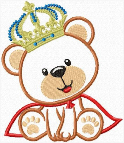 Bear embroidery designs - Teddy embroidery design machine embroidery pattern - King bear embroidery - Bear applique design baby boy design