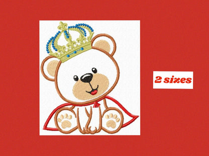 Bear embroidery designs - Teddy embroidery design machine embroidery pattern - King bear embroidery - Bear applique design baby boy design