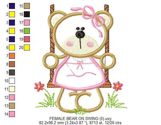 Bear embroidery designs - Teddy embroidery design machine embroidery pattern - girl embroidery file - baby embroidery applique design Marcia Embroidery