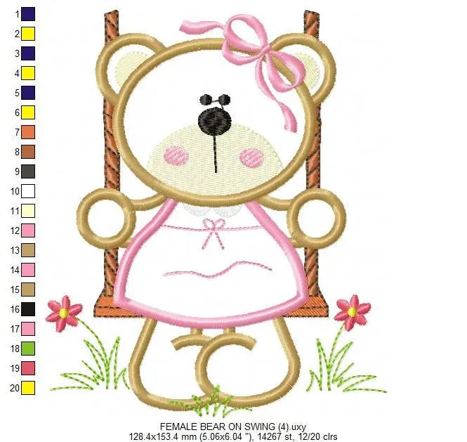 Bear embroidery designs - Teddy embroidery design machine embroidery pattern - girl embroidery file - baby embroidery applique design Marcia Embroidery