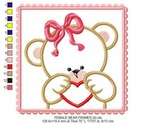 Carica l&#39;immagine nel visualizzatore di Gallery, Bear embroidery designs - baby girl embroidery design machine embroidery pattern - nursery embroidery file - female bear applique design pes
