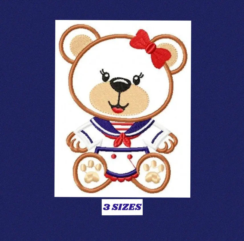 Bear embroidery designs - Sailor embroidery design machine embroidery pattern - sailor bear applique design - Teddy embroidery nautical girl Marcia Embroidery