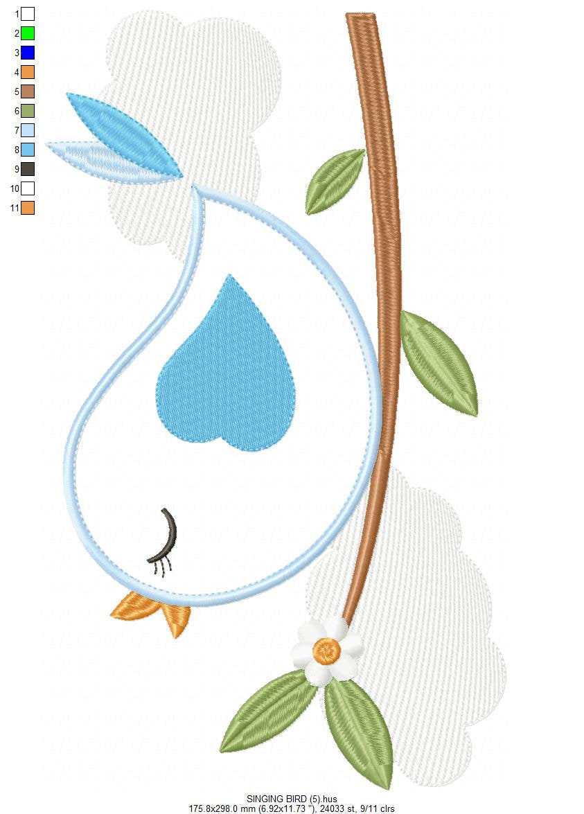 Bird embroidery designs - Dove embroidery design machine embroidery pattern - instant download filled design - baby girl embroidery file