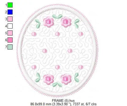 Frame embroidery designs - Quilt embroidery design machine embroidery pattern - baby girl embroidery file - quilt applique design roses Marcia Embroidery