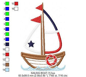 Boat embroidery designs - Sailboat embroidery design machine embroidery pattern - nautical embroidery file - sail boat applique design