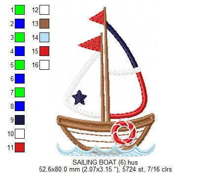 Boat embroidery designs - Sailboat embroidery design machine embroidery pattern - nautical embroidery file - sail boat applique design