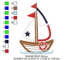 Boat embroidery designs - Sailboat embroidery design machine embroidery pattern - nautical embroidery file - sail boat applique design