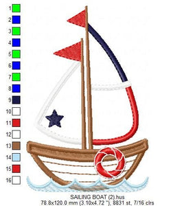 Boat embroidery designs - Sailboat embroidery design machine embroidery pattern - nautical embroidery file - sail boat applique design