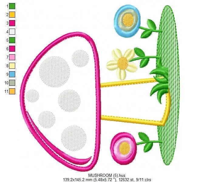 Mushroom embroidery designs - Forest Toadstool embroidery design machine embroidery pattern - Fantasy embroidery file - Instant download pes Marcia Embroidery