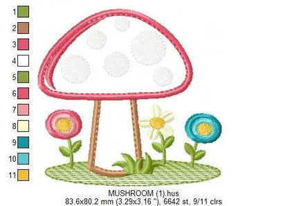 Mushroom embroidery designs - Forest Toadstool embroidery design machine embroidery pattern - Fantasy embroidery file - Instant download pes Marcia Embroidery