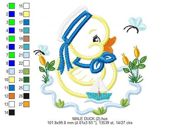 Duck embroidery design - Animal embroidery designs machine embroidery pattern - boy embroidery file - baby girl embroidery duck applique