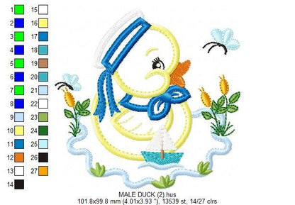 Duck embroidery design - Animal embroidery designs machine embroidery pattern - boy embroidery file - baby girl embroidery duck applique