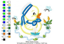 Cargar imagen en el visor de la galería, Duck embroidery design - Animal embroidery designs machine embroidery pattern - boy embroidery file - baby girl embroidery duck applique
