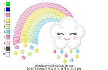 Load image into Gallery viewer, Cloud embroidery design - Rainbow embroidery design machine embroidery patterns - Baby girl embroidery file - rainbow sky stars embroidery
