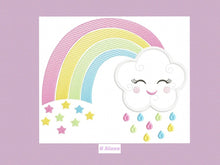 Load image into Gallery viewer, Cloud embroidery design - Rainbow embroidery design machine embroidery patterns - Baby girl embroidery file - rainbow sky stars embroidery
