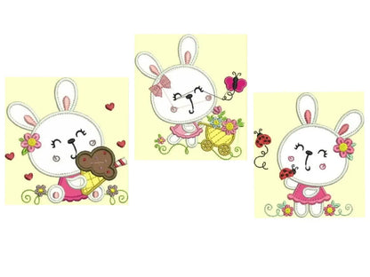 Bunny embroidery designs set - Rabbit applique embroidery design machine embroidery pattern - Girl embroidery - instant digital download pes Marcia Embroidery