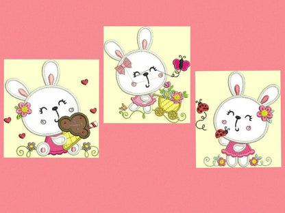 Bunny embroidery designs set - Rabbit applique embroidery design machine embroidery pattern - Girl embroidery - instant digital download pes Marcia Embroidery