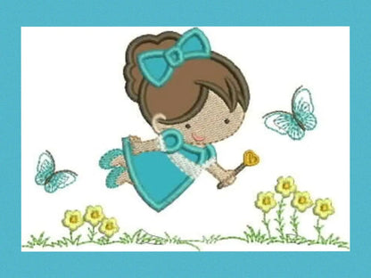 Fairy embroidery design - Fantasy magical Pixie with flowers embroidery machine pattern - Fairy godmother applique design - Instant download Marcia Embroidery