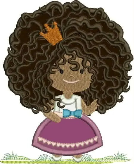 Princess embroidery designs - Curly hair girl embroidery design machine embroidery pattern - Baby embroidery afro american applique design Marcia Embroidery