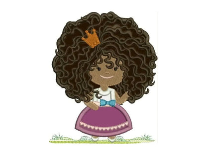 Princess embroidery designs - Curly hair girl embroidery design machine embroidery pattern - Baby embroidery afro american applique design Marcia Embroidery