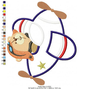 Bear embroidery designs - Plane embroidery design machine embroidery pattern - Teddy bear embroidery - bear applique design boy embroidery