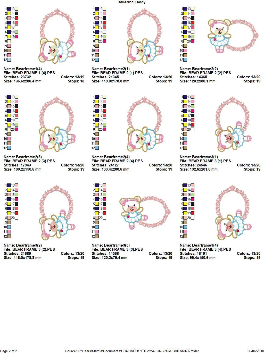 Bear embroidery designs - Ballerina embroidery design machine embroidery pattern - Baby girl embroidery file - Ballerina applique design pes Marcia Embroidery