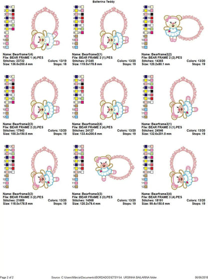 Bear embroidery designs - Ballerina embroidery design machine embroidery pattern - Baby girl embroidery file - Ballerina applique design pes Marcia Embroidery
