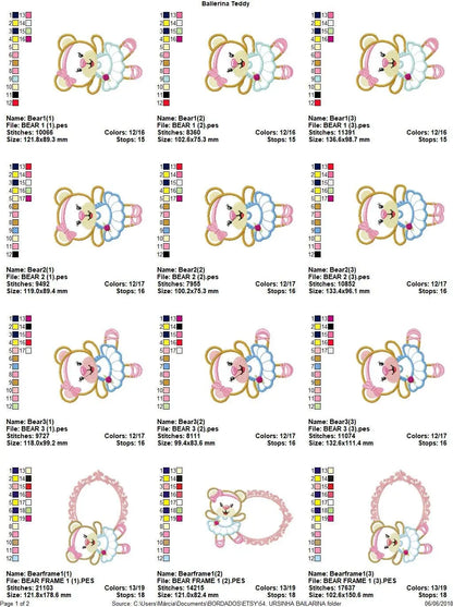 Bear embroidery designs - Ballerina embroidery design machine embroidery pattern - Baby girl embroidery file - Ballerina applique design pes Marcia Embroidery