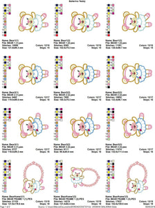 Bear embroidery designs - Ballerina embroidery design machine embroidery pattern - Baby girl embroidery file - Ballerina applique design pes