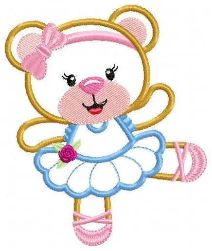 Bear embroidery designs - Ballerina embroidery design machine embroidery pattern - Baby girl embroidery file - Ballerina applique design pes Marcia Embroidery
