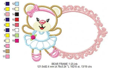 Bear embroidery designs - Ballerina embroidery design machine embroidery pattern - Baby girl embroidery file - Ballerina applique design pes Marcia Embroidery