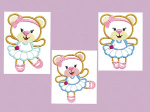 Bear embroidery designs - Ballerina embroidery design machine embroidery pattern - Baby girl embroidery file - Ballerina applique design pes