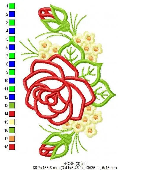 Roses embroidery designs - Flower embroidery design machine embroidery pattern - instant download rose applique design - floral embroidery Marcia Embroidery