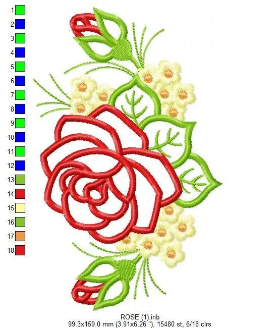 Roses embroidery designs - Flower embroidery design machine embroidery pattern - instant download rose applique design - floral embroidery Marcia Embroidery