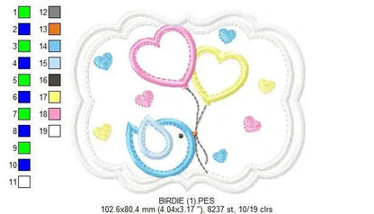 Bird embroidery designs - Newborn embroidery design machine embroidery pattern - instant download - Bird applique design girl embroidery Marcia Embroidery