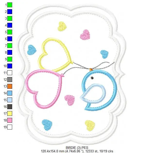 Bird embroidery designs - Newborn embroidery design machine embroidery pattern - instant download - Bird applique design girl embroidery Marcia Embroidery