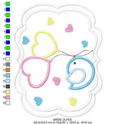 Bird embroidery designs - Newborn embroidery design machine embroidery pattern - instant download - Bird applique design girl embroidery Marcia Embroidery