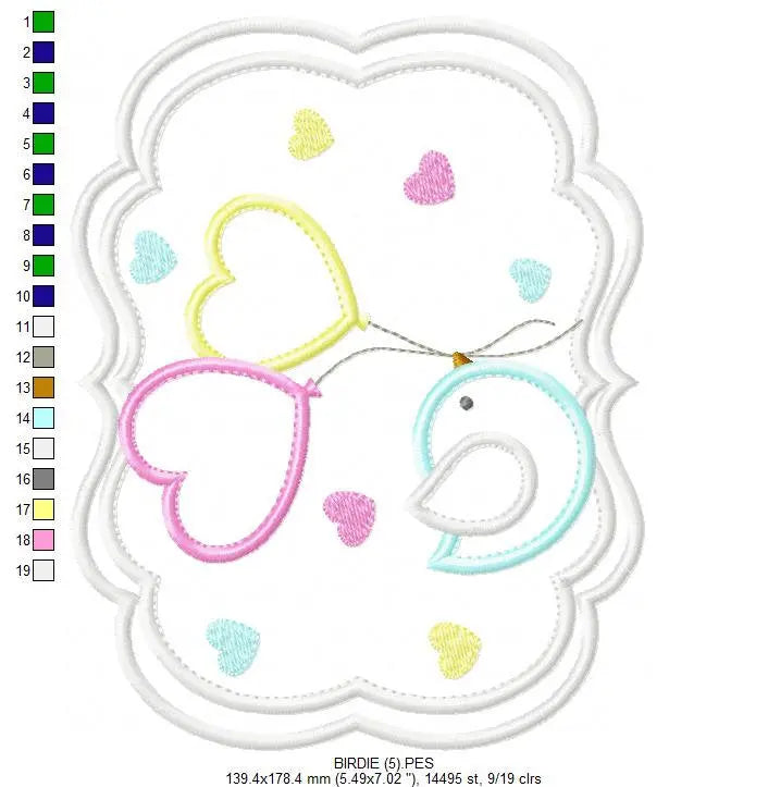Bird embroidery designs - Newborn embroidery design machine embroidery pattern - instant download - Bird applique design girl embroidery Marcia Embroidery