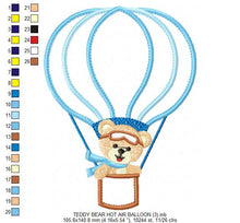 Carica l&#39;immagine nel visualizzatore di Gallery, Bear embroidery designs - Hot air balloon embroidery design machine embroidery pattern - Teddy bear embroidery file - bear applique design
