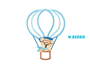 Bear embroidery designs - Hot air balloon embroidery design machine embroidery pattern - Teddy bear embroidery file - bear applique design