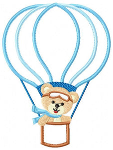 Bear embroidery designs - Hot air balloon embroidery design machine embroidery pattern - Teddy bear embroidery file - bear applique design