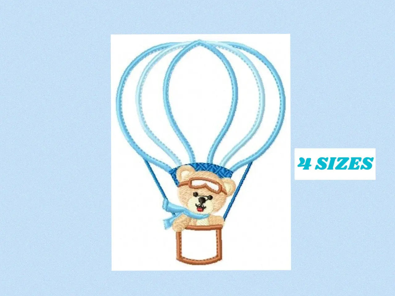 Bear embroidery designs - Hot air balloon embroidery design machine embroidery pattern - Teddy bear embroidery file - bear applique design Marcia Embroidery