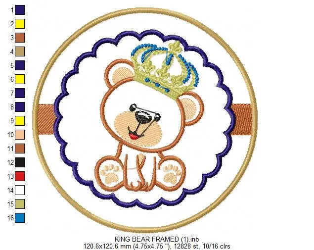 Bear embroidery designs - Teddy embroidery design machine embroidery pattern - King bear applique design - Teddy bear embroidery file Marcia Embroidery