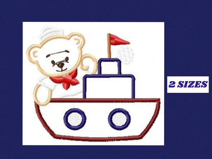 Bear embroidery designs - Sailor embroidery design machine embroidery pattern - sailor bear applique design - Teddy embroidery nautical boat Marcia Embroidery