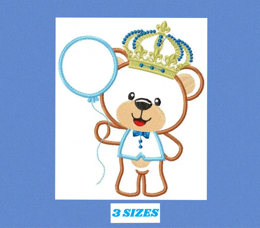Bear embroidery designs - Teddy embroidery design machine embroidery pattern - King bear applique design - Baby boy embroidery file balloon Marcia Embroidery